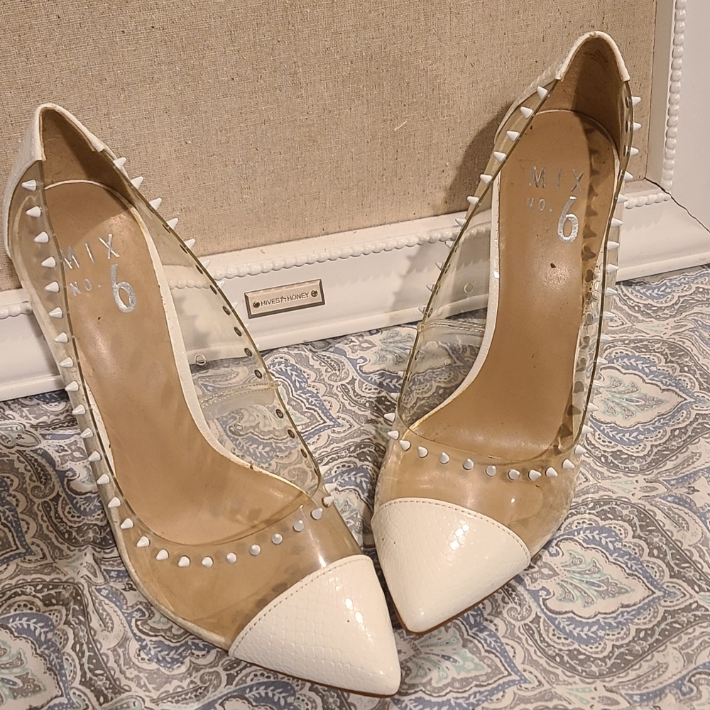 Spiked pointed toe heels